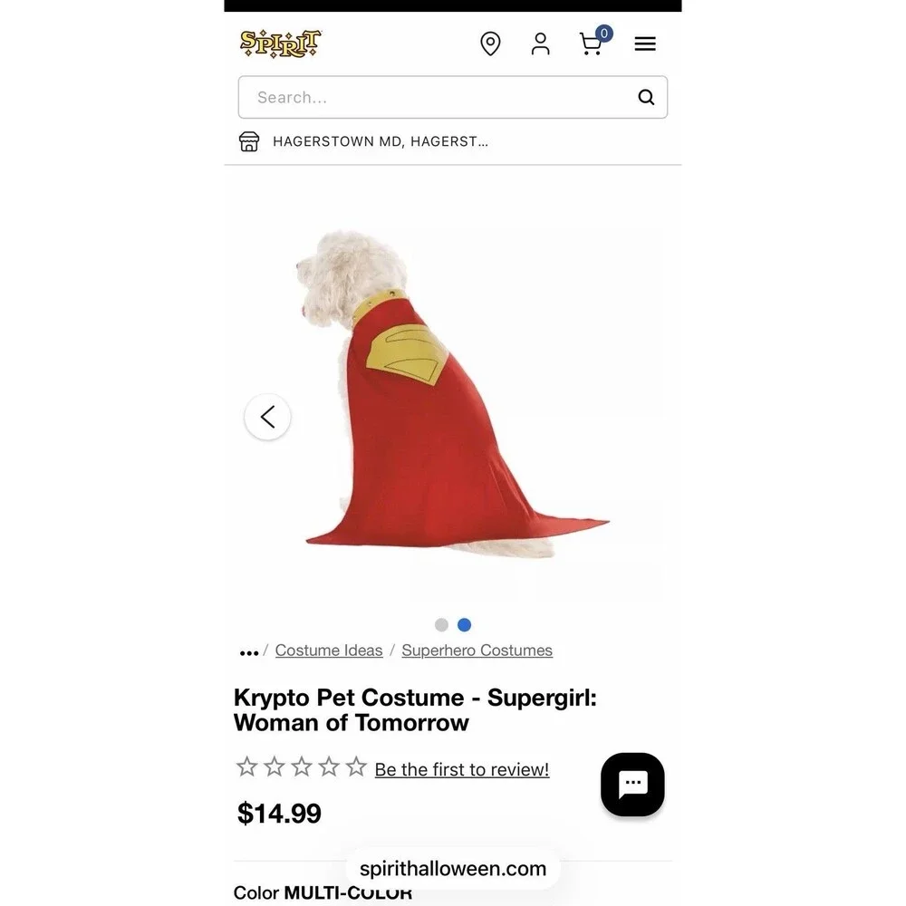 Halloween Krypto Pet Costume Supergirl Woman of Tomorrow Red/Blue Poodle